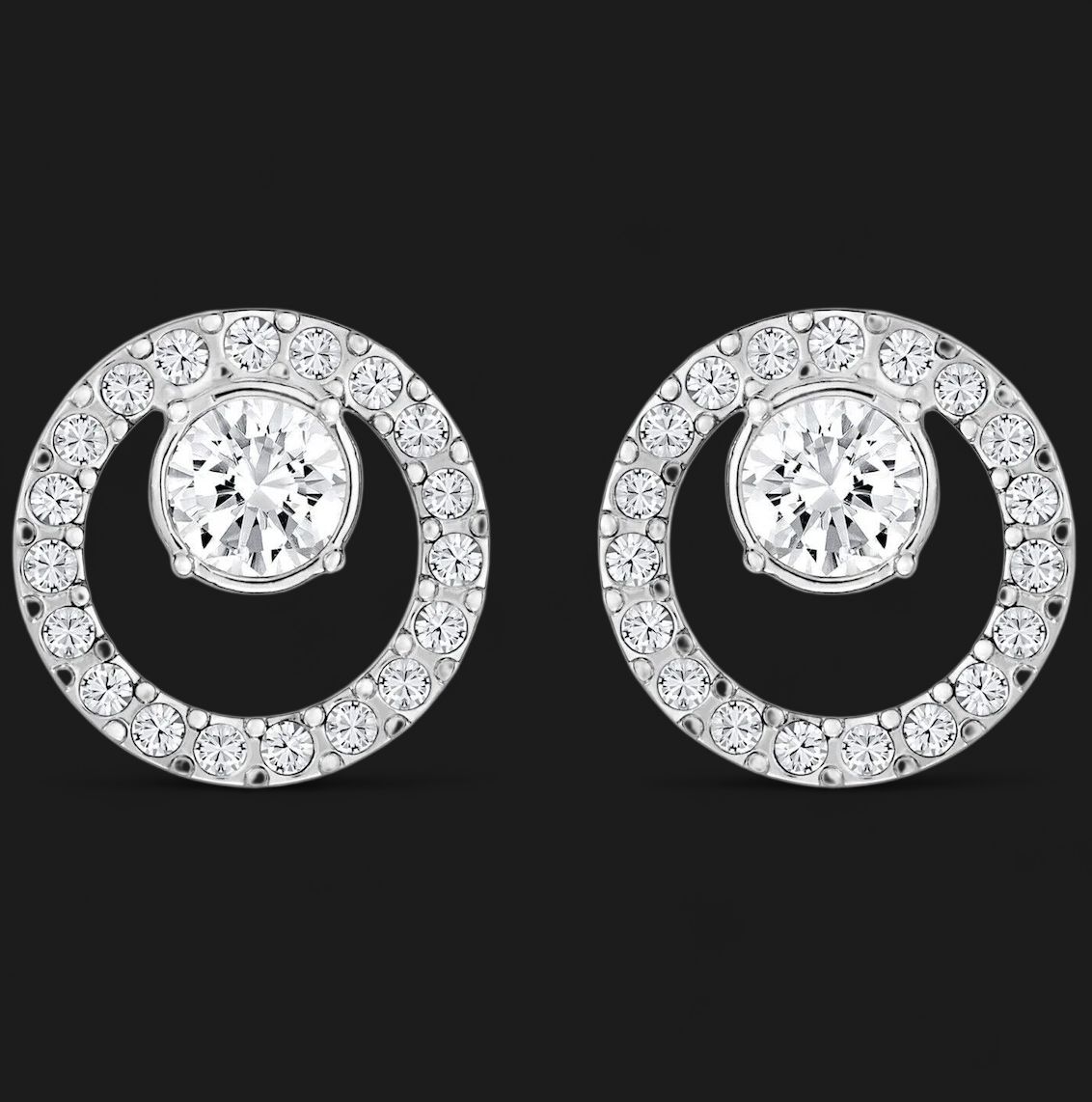 Creativity Stud Earrings, Circle, White-5201707