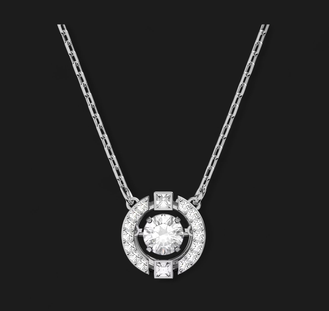 Una Necklace, Round Cut, White-5286137