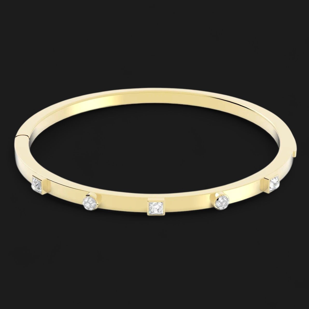 Thrilling Bangle Bracelet, White, Gold-Tone - 5572932