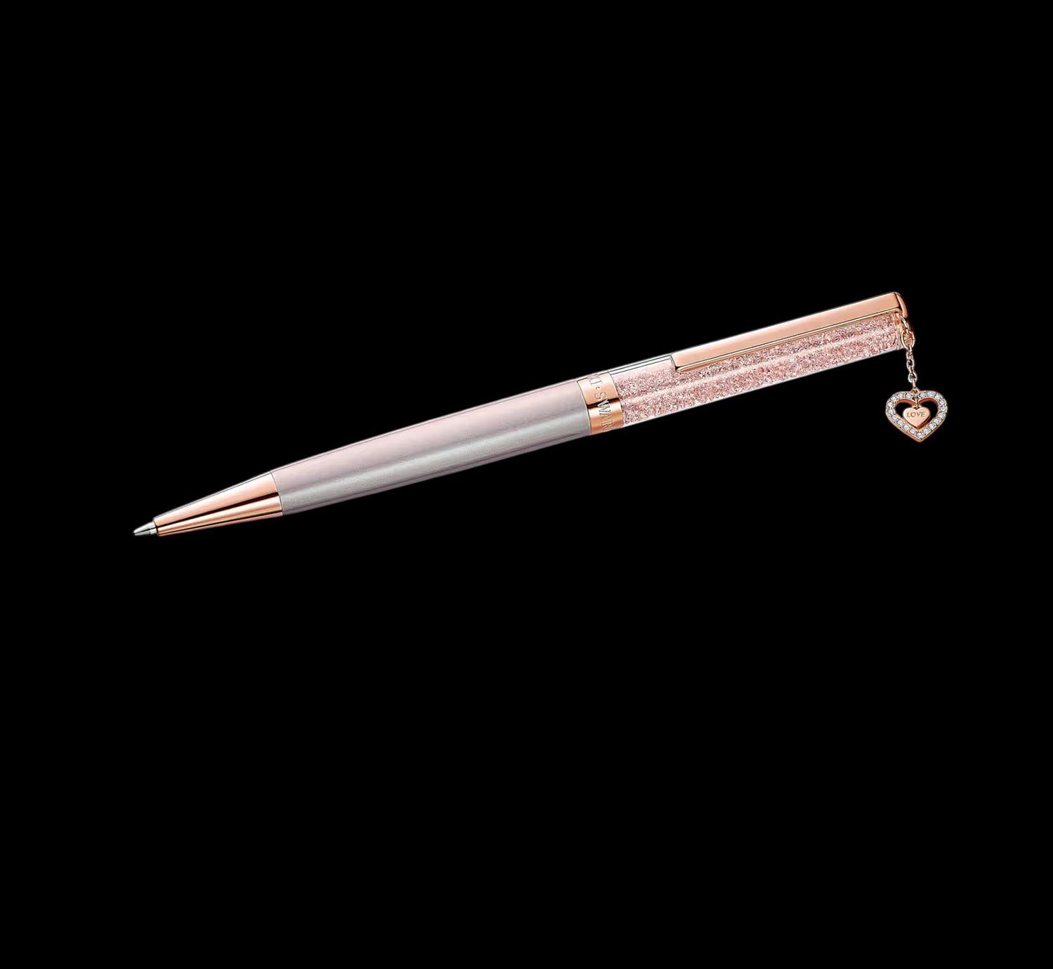 Crystalline Ballpoint Pen, Heart, Rose Gold tone, Pink Lacquered-5527536