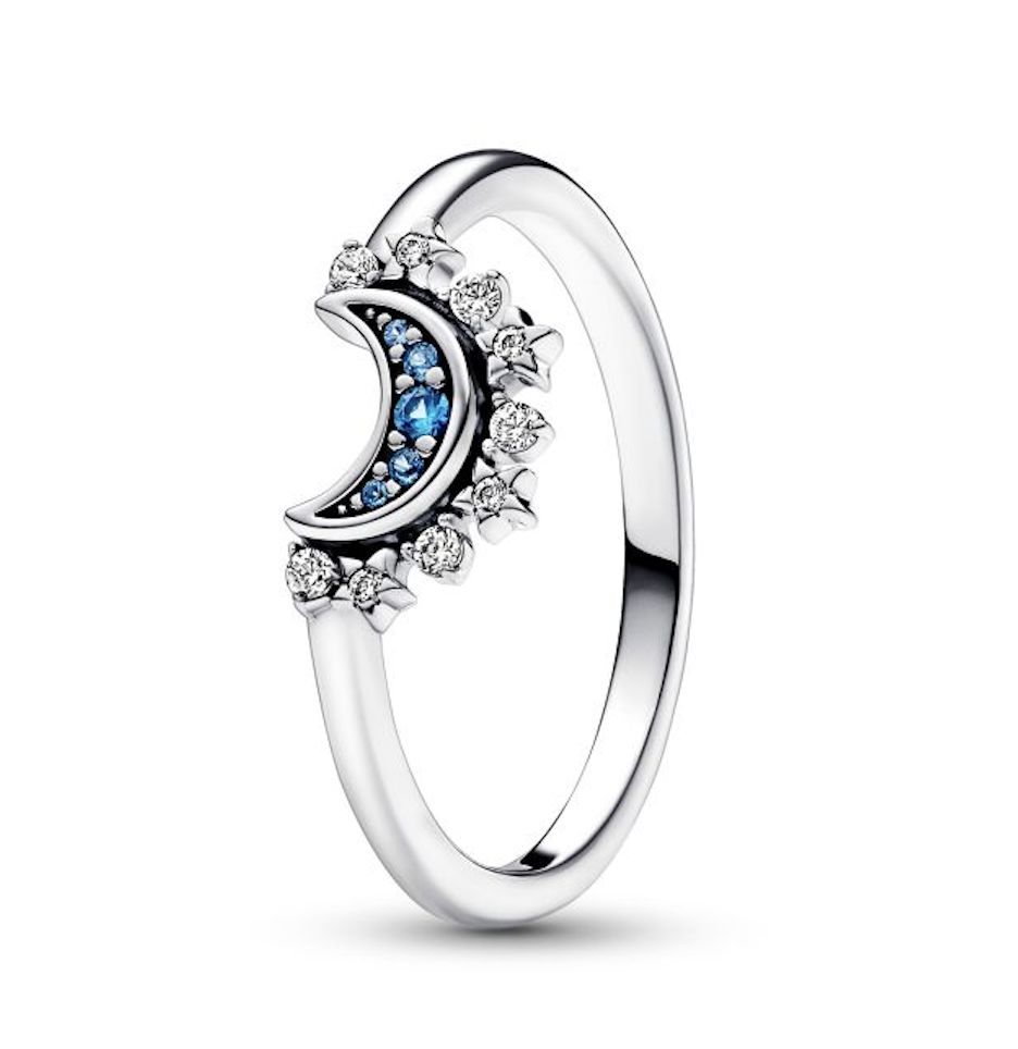 Celestial Blue Sparkling Moon Ring-192675C01