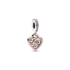Two-tone Infinity Heart Double Dangle Charm - 782641C01