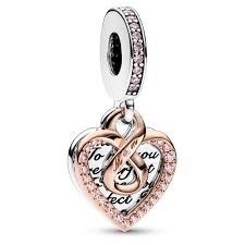 Two-tone Infinity Heart Double Dangle Charm - 782641C01