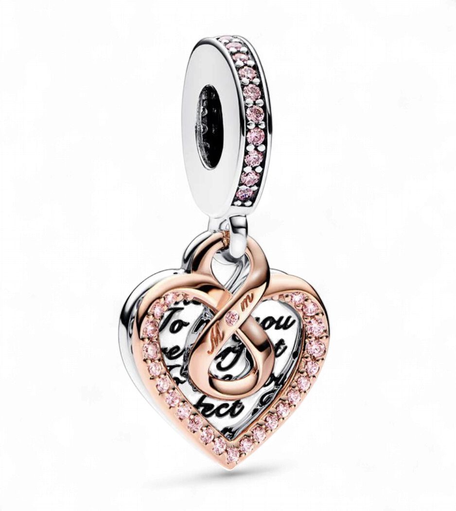 Two-Tone Infinity Heart Double Dangle Charm-782641C01