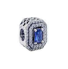 Blue Sparkling Levelled Rectangular Charm - 792385C01