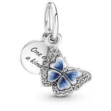 Blue Butterfly &amp; Quote Double Dangle Charm - 790757C01