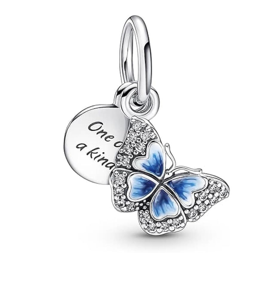 Blue Butterfly &amp; Quote Double Dangle Charm - 790757C01