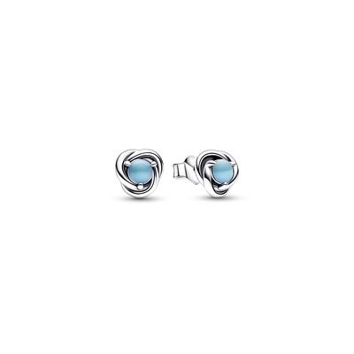 Turquoise Blue Eternity Circle Stud Earrings - 292335C02