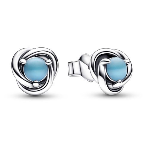 Pandora Turquoise Blue Eternity Circle Stud Earrings - 292335C02