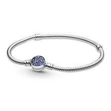 Sparkling Blue Disc Clasp Snake Chain Bracelet  - 599288C01