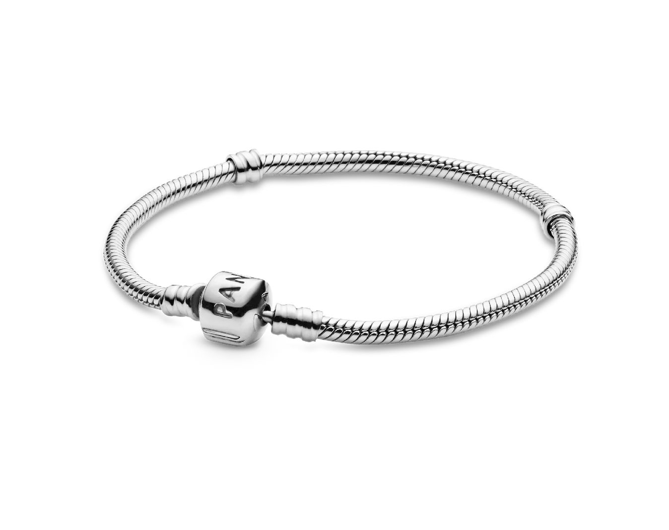 Pandora Moments Barrel Clasp Snake Chain Bracelet  - 590702HV, Size: 16