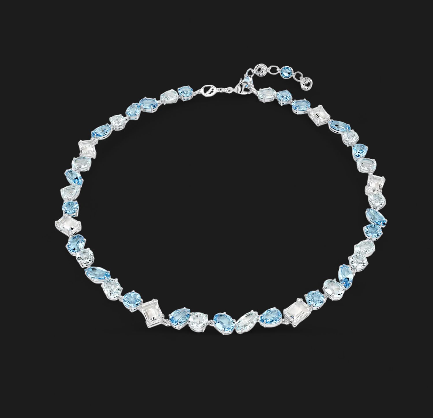 Gema Mixed Cuts Necklace, Mixed Cuts, Blue-5666007