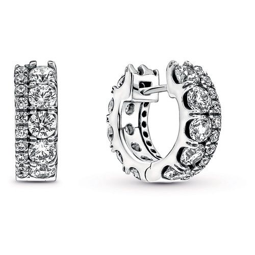 Pandora Double Band Pavé Hoop Earrings - 290058C01