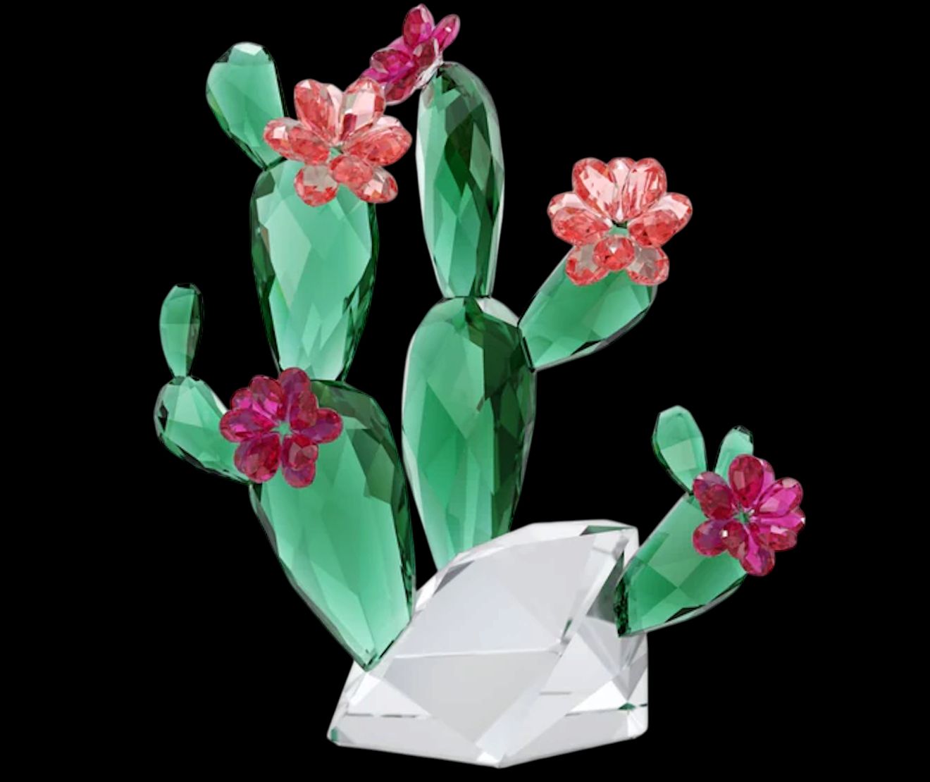 Crystal Flowers, Desert Pink Cactus Figurine-5426805