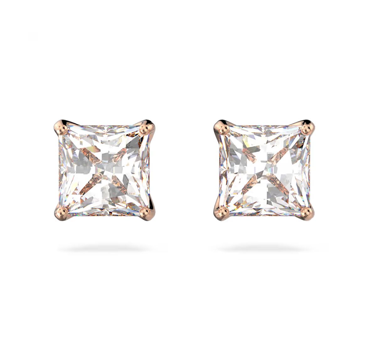 Stilla Attract Stud  Square Cut, White, Rose Gold Earrings