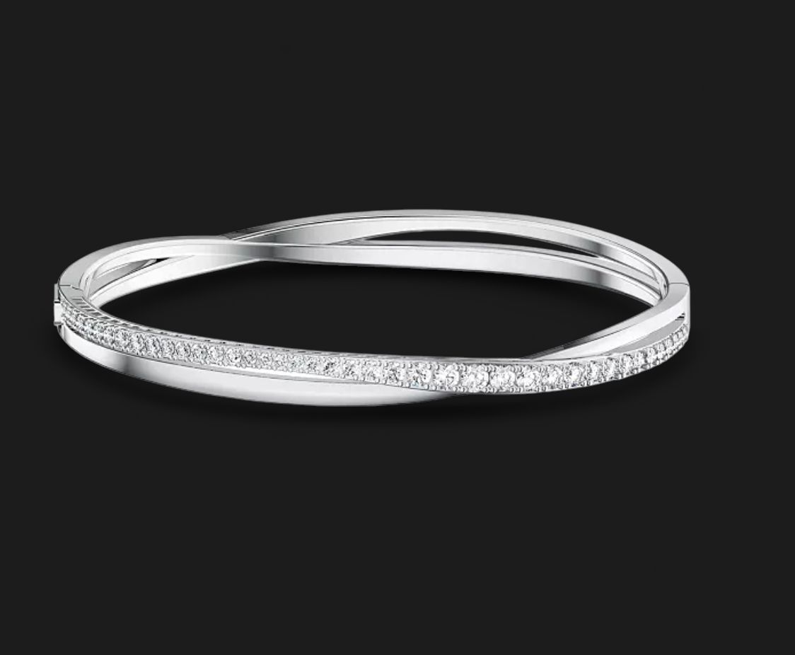 Hyperbola Bangle Round cut, White- 5572725
