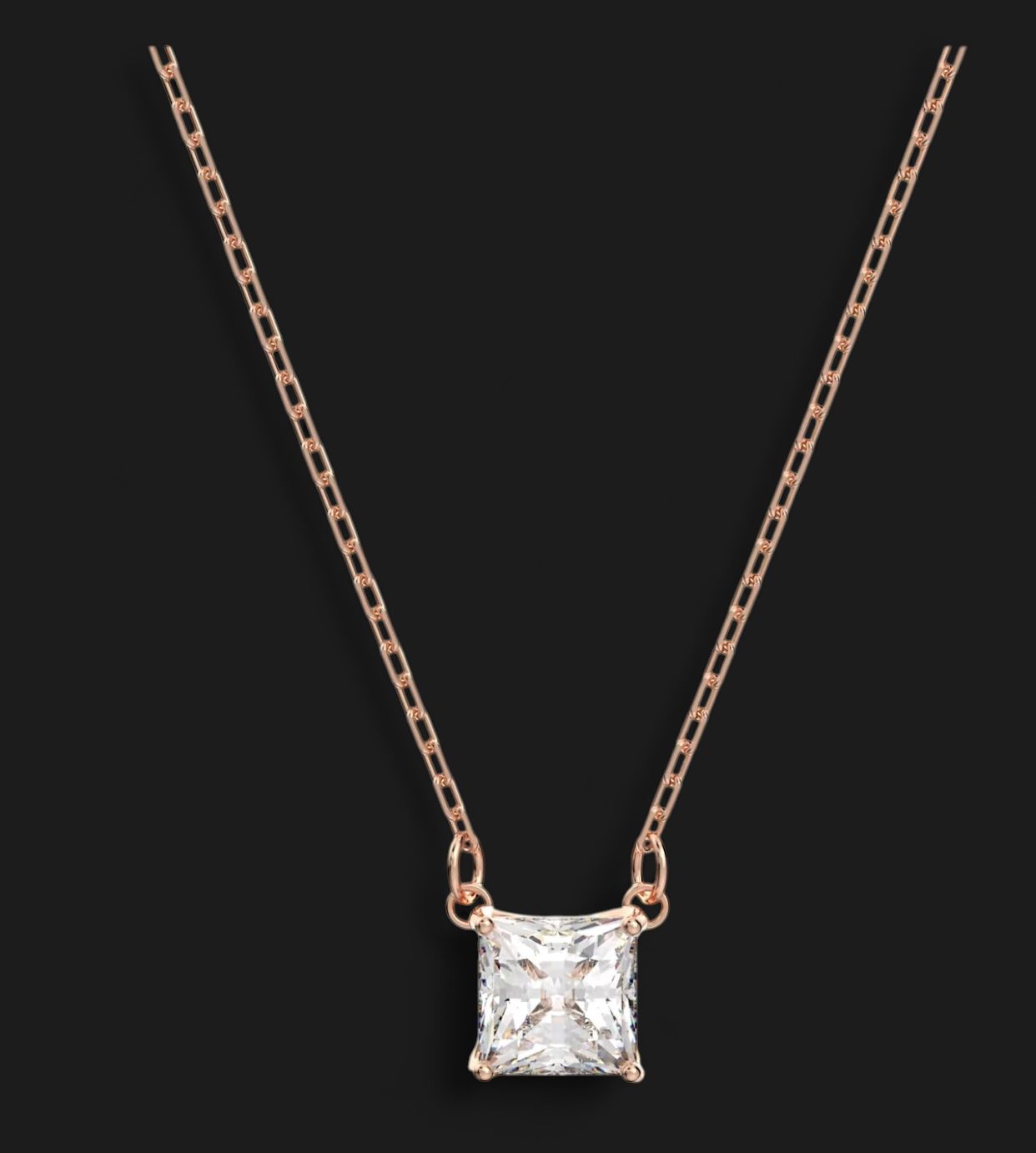 ttract Necklace Square Cut, White, Rose Gold-Tone-5510698