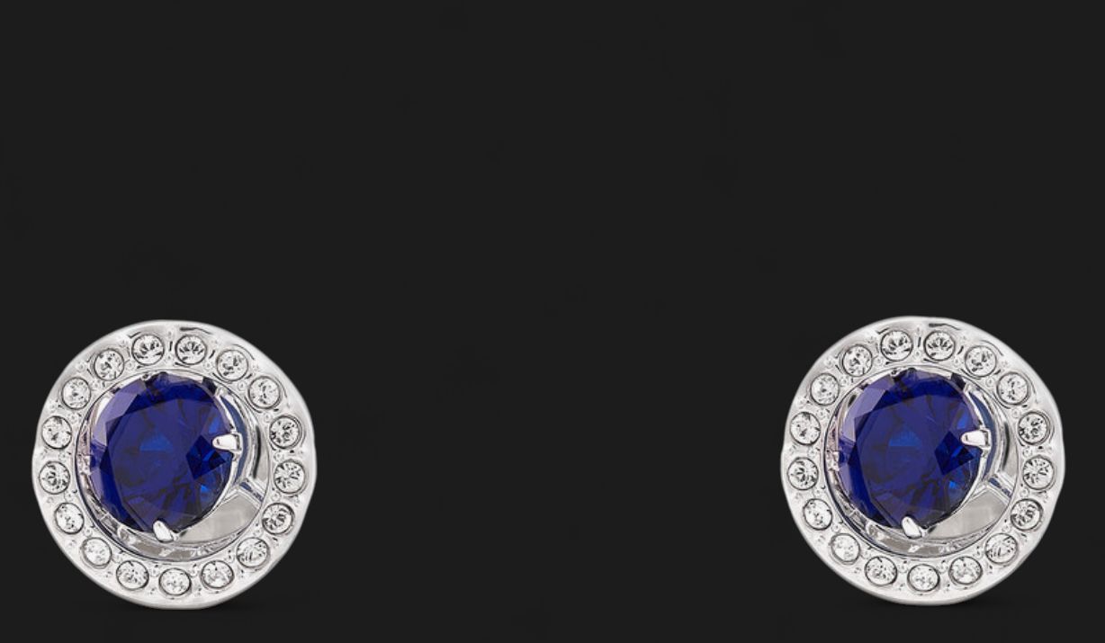 Sparkling Blue Dance Dial Up Stud Pierced Earrings - 5573693