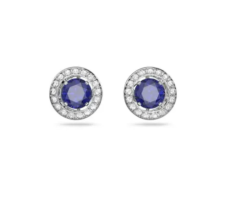 Sparkling Blue Dance Dial Up Stud Pierced Earrings - 5573693