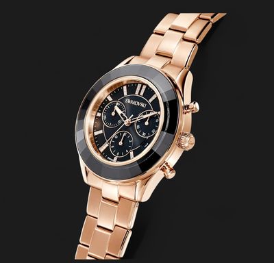Octea Lux Sport Watch, Metal Bracelet, Black, Rose-Gold Tone-5610478