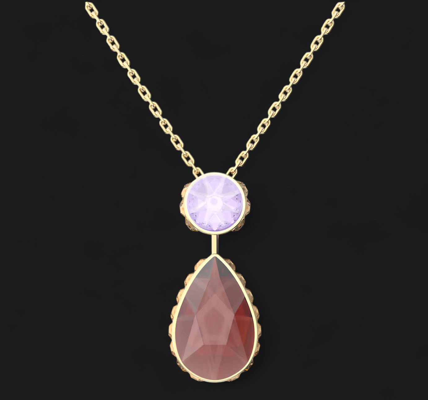 Orbita Necklace, Drop Cut, Multicolored, Gold-Tone- 5619786