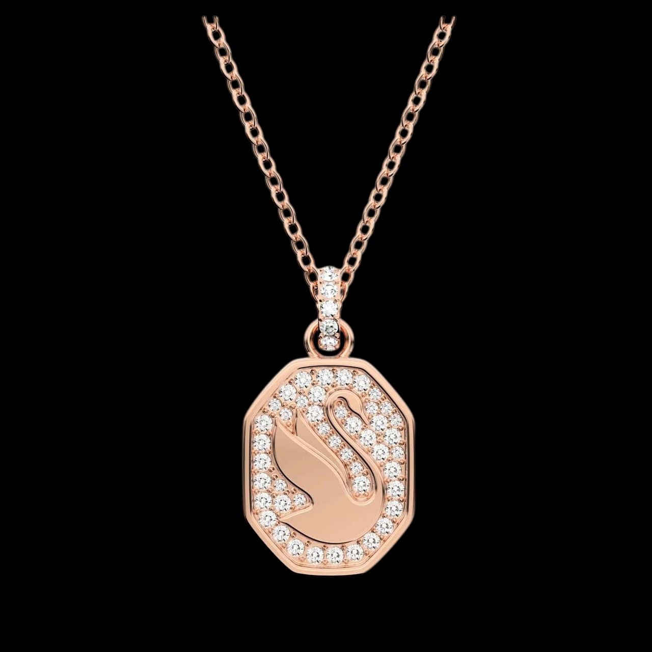 Signum Pendant, Swan, White, Rose Gold Tone- 5621106