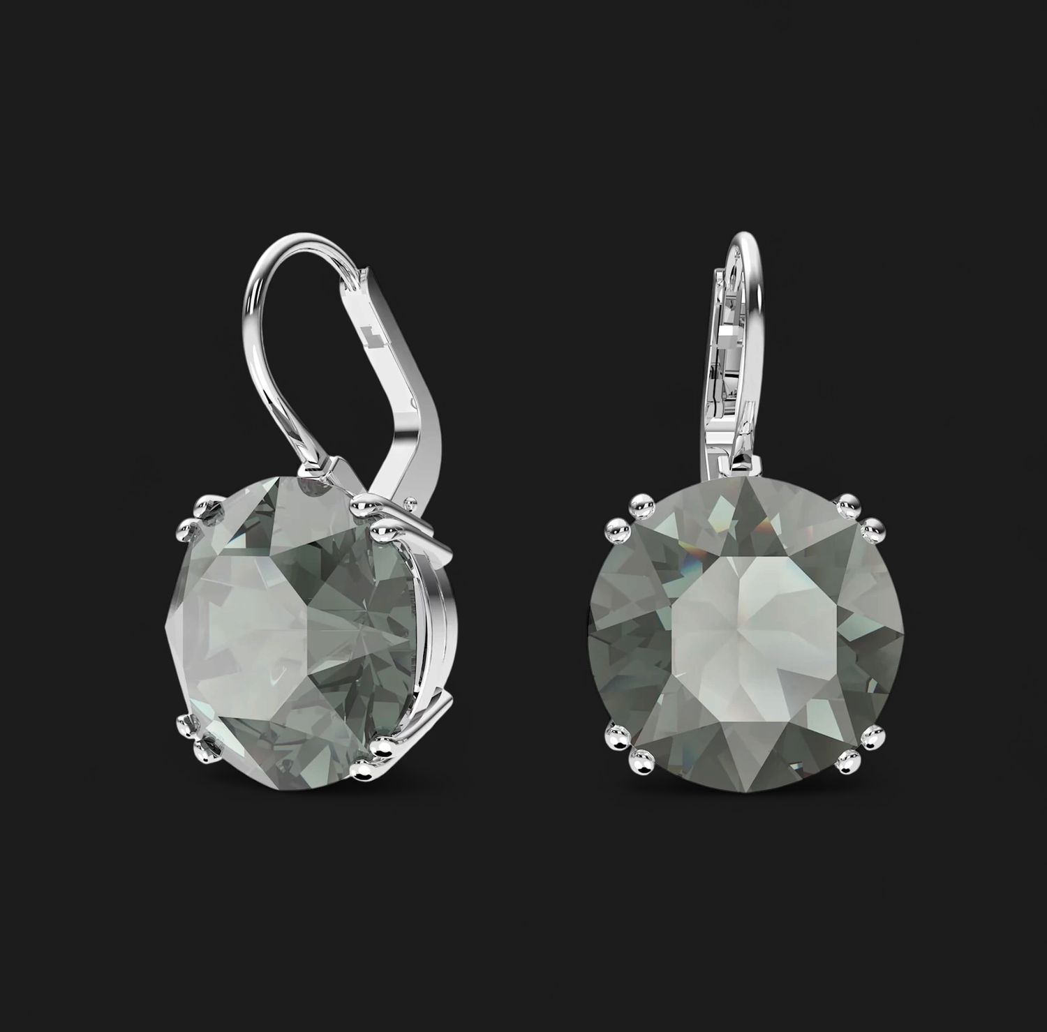 Millenia Drop Earrings, Round Cut, Black - 5636567