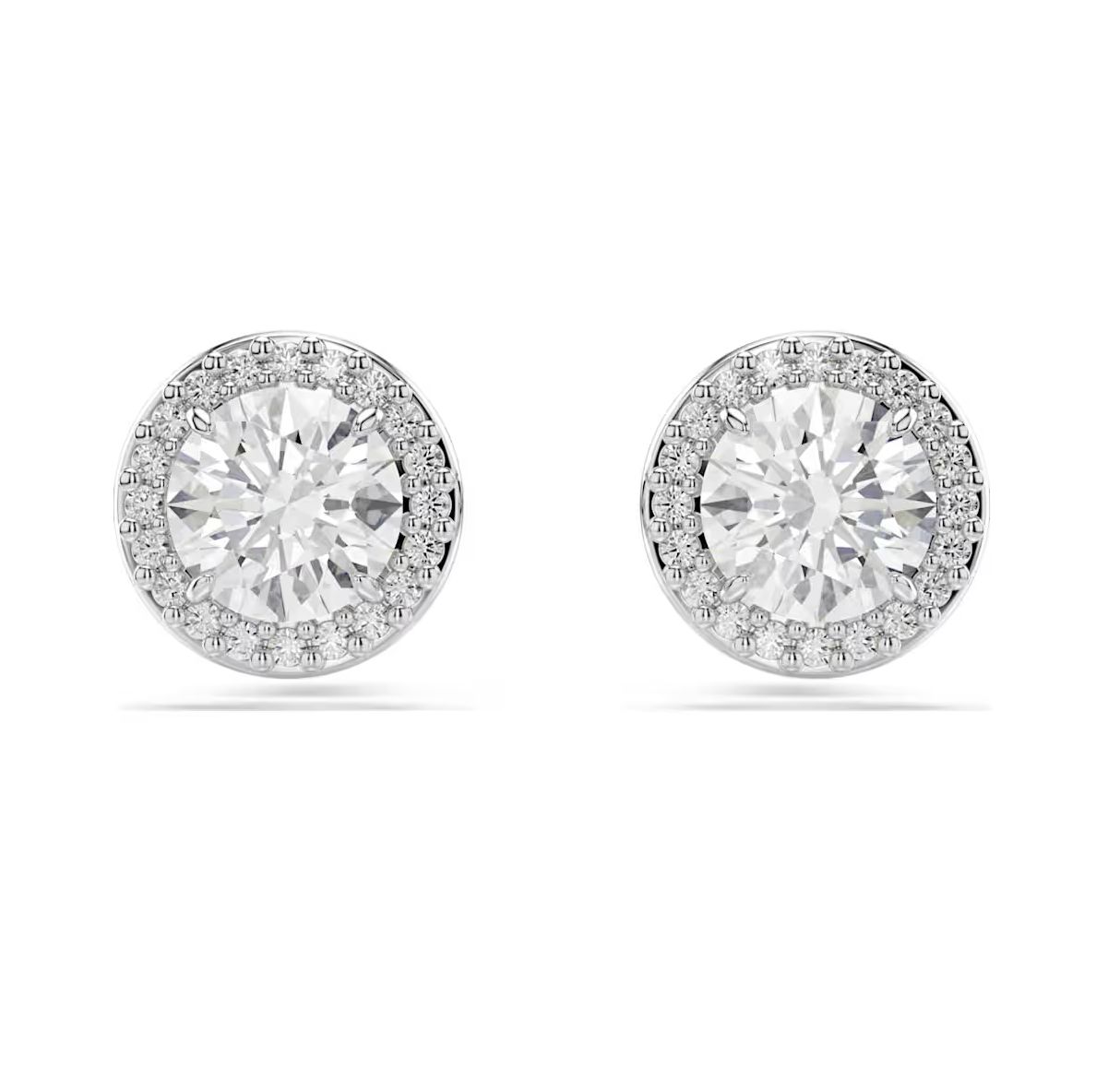 Una Angelic Stud Earrings Round Cut, Pavé, White-5636269