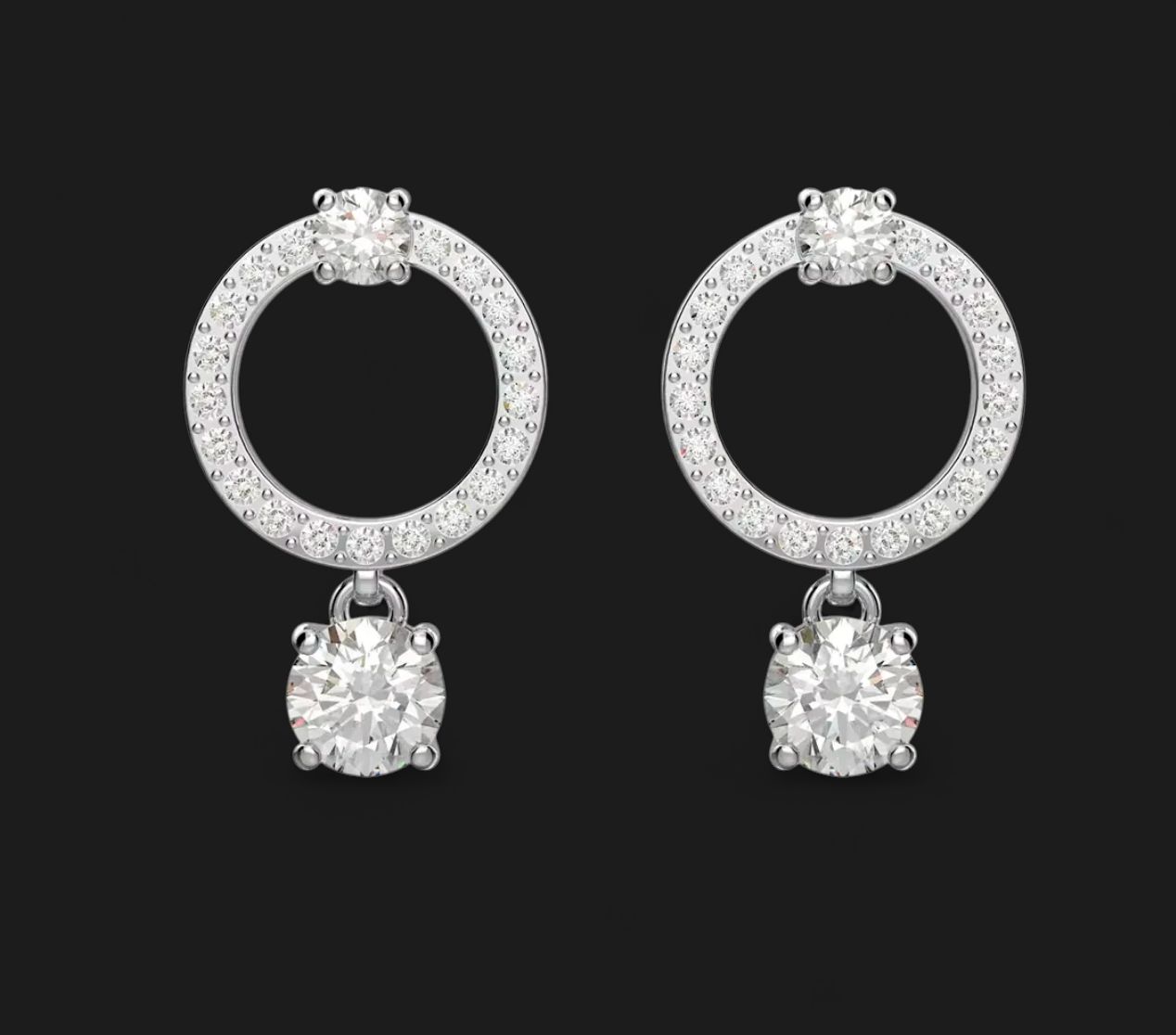 Attract Hoop Earrings ,Round cut, White- 5663278