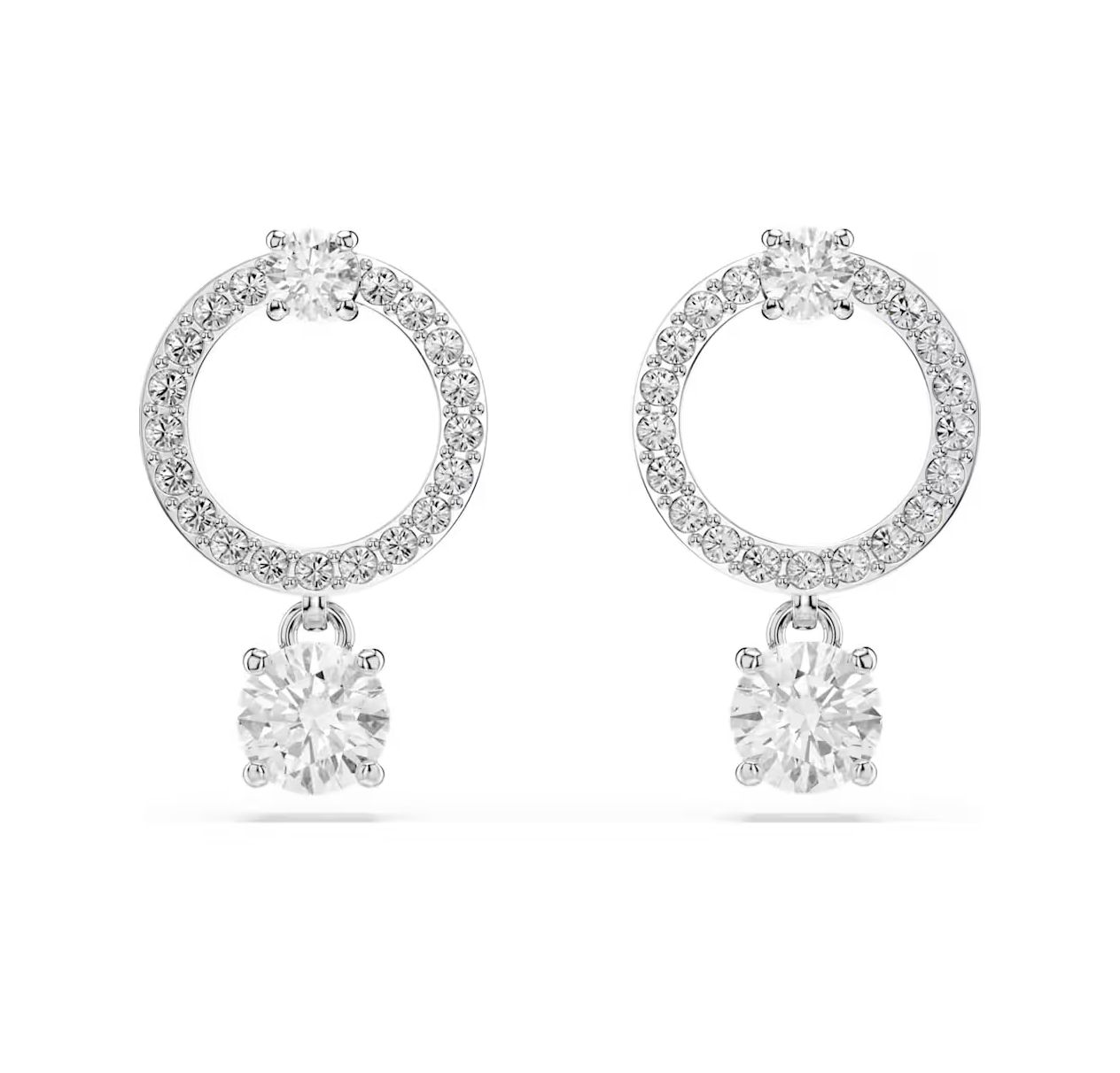Attract Hoop Earrings ,Round cut, White- 5663278