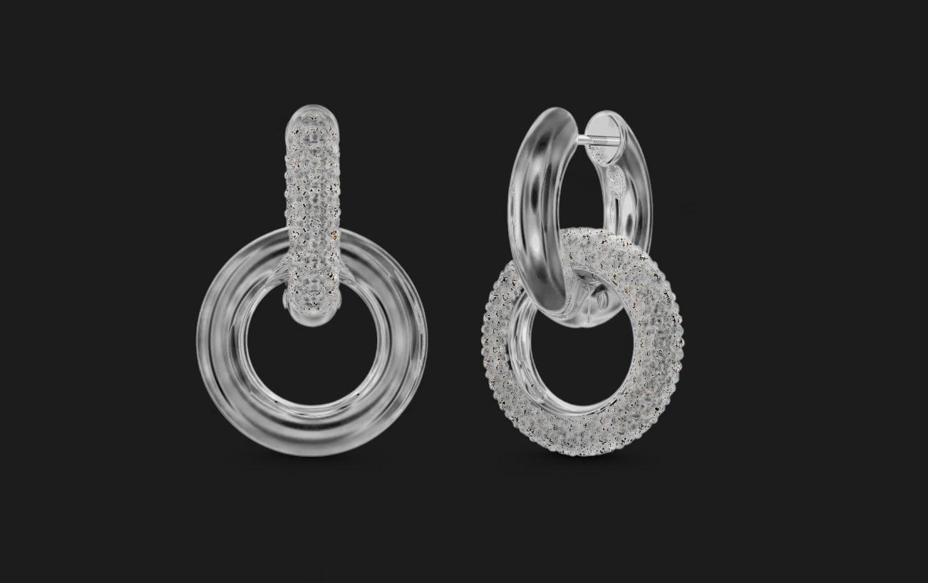 Dextera Hoop Earrings, Asymmetrical design, Interlocking loop - 5671807