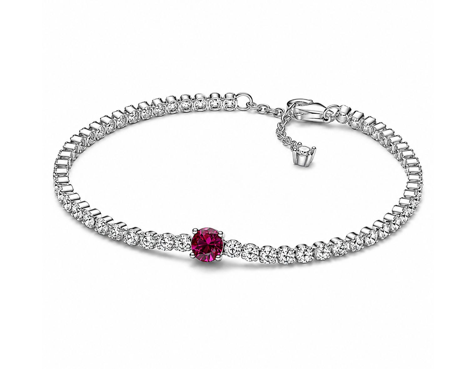 FINAL SALE:Red Sparkling Round Pavé Tennis Bracelet-592403C01, Size: 16