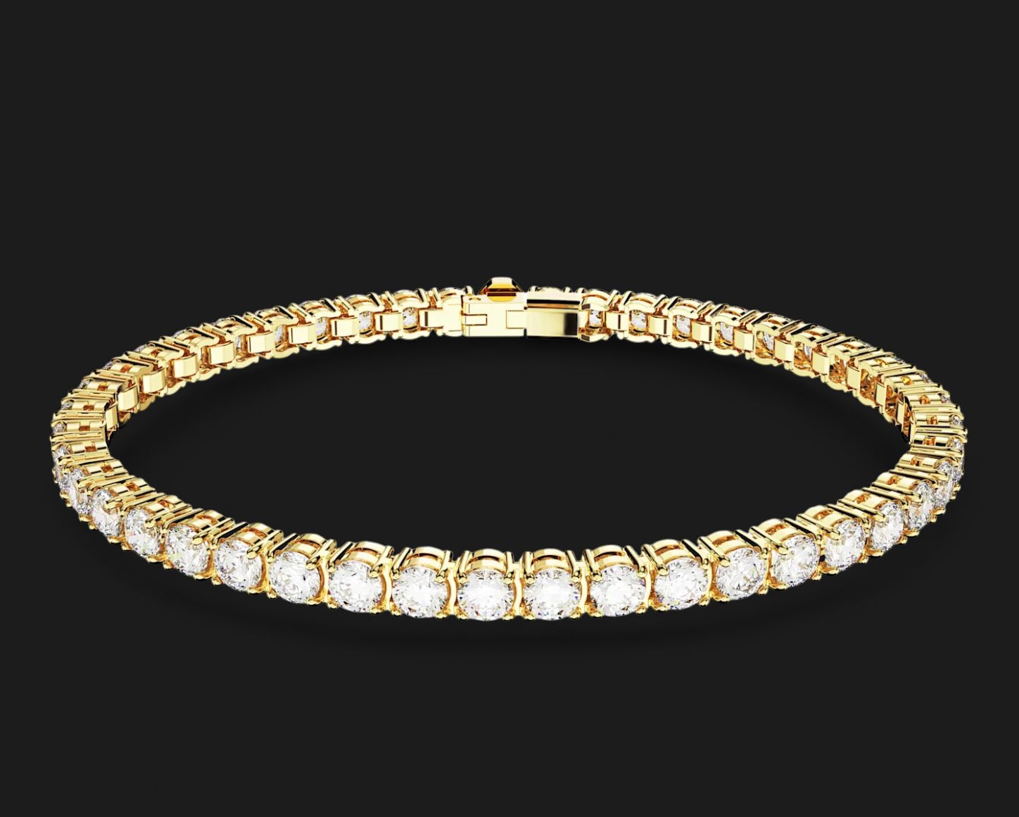 Matrix Tennis Bracelet Round cut, White, Gold-tone 5657664