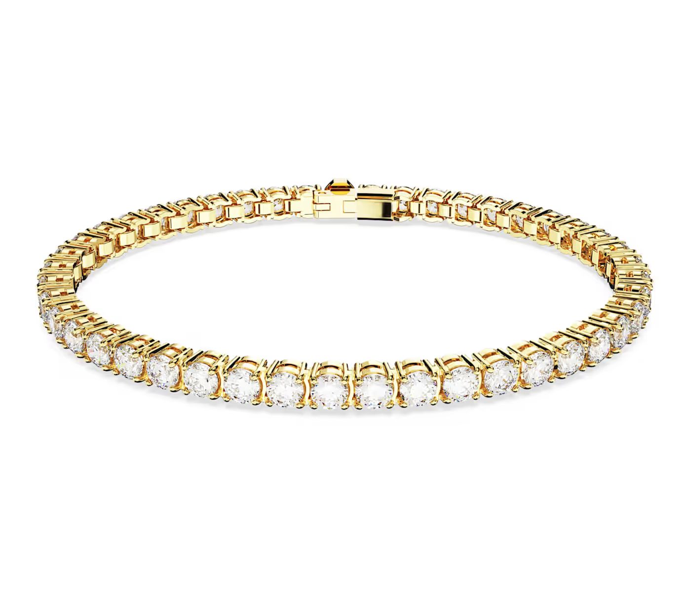 Matrix Tennis Bracelet Round cut, White, Gold-tone-5657664
