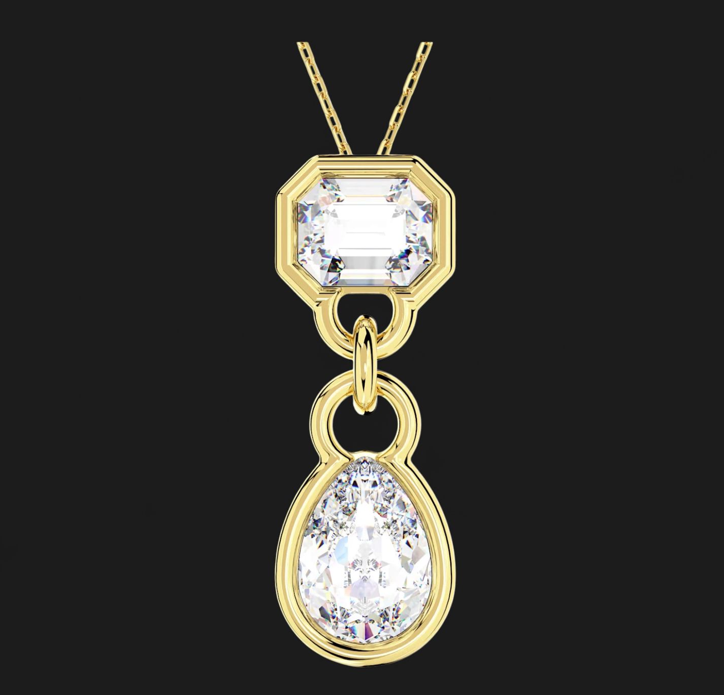 Dextera Pendant, Mixed Cuts, White, Gold-Tone-5663339