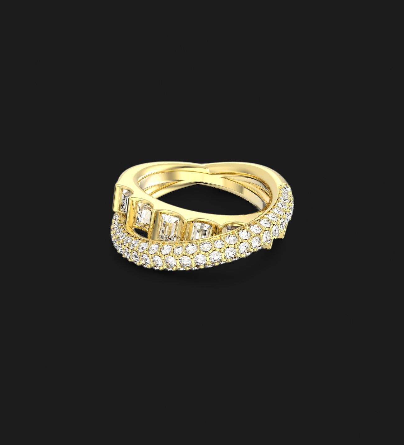 Rota Cocktail ring Mixed cuts, White, Gold Plated-5661057