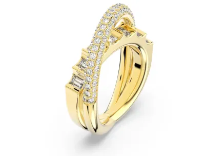 Rota Cocktail ring Mixed cuts, White, Gold Plated-5661057