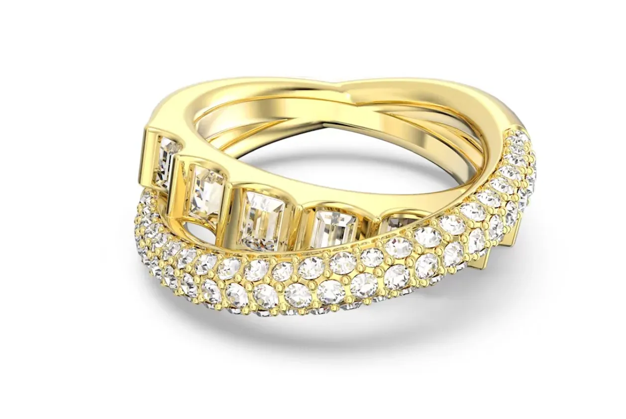 Rota Cocktail ring Mixed cuts, White, Gold Plated-5661057, Size: 52