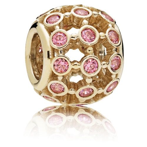Openwork abstract gold charm with fancy pink cubic zirconia - 750825CZS