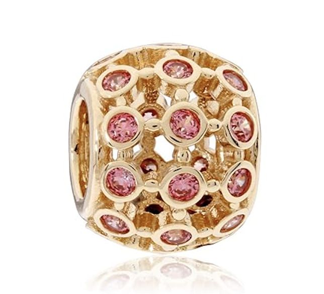 Openwork Abstract 14k Solid Gold Charm with Fancy Pink Cubic Zirconia-750825CZS