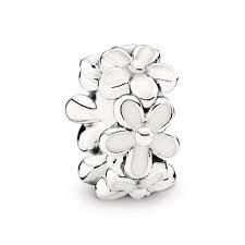 White Daisy Flower Spacer Charm - 791495EN12
