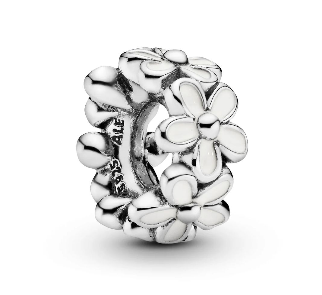 White Daisy Flower Spacer Charm - 791495EN12