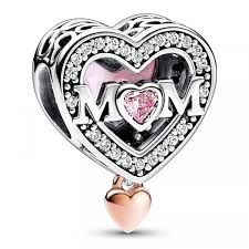Two-tone Openwork Mum &amp; Heart Charm - 782653C01