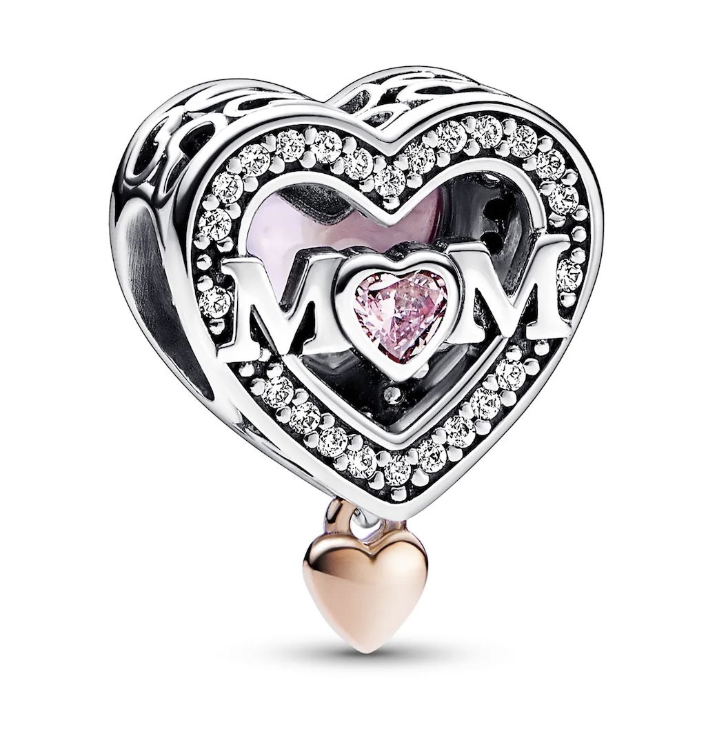 Two-Tone Openwork Mum &amp; Heart Charm-782653C01