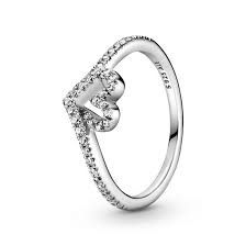 Sparkling Wishbone Heart Ring  - 199302C01