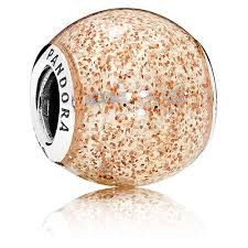 Rose Golden Glitter Ball Silver Charm - 796327EN145