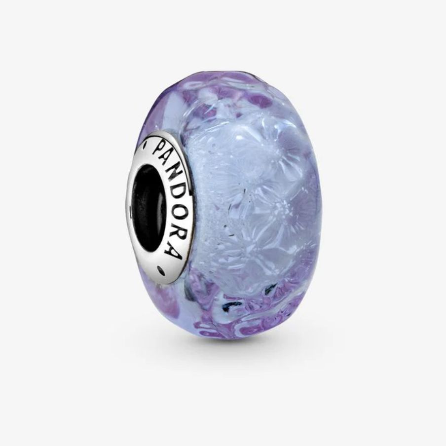 Wavy Lavender Murano Glass Charm - 798875C00