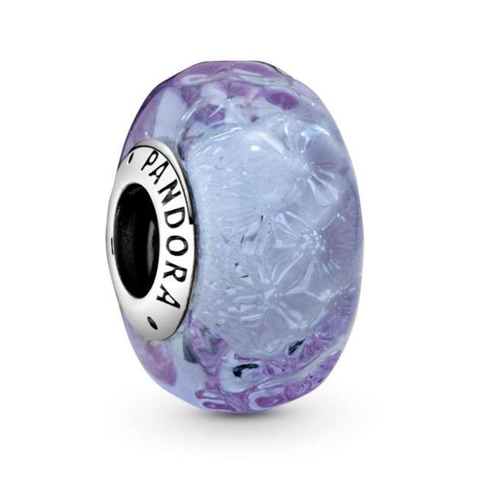 Wavy Lavender Murano Glass Charm - 798875C00