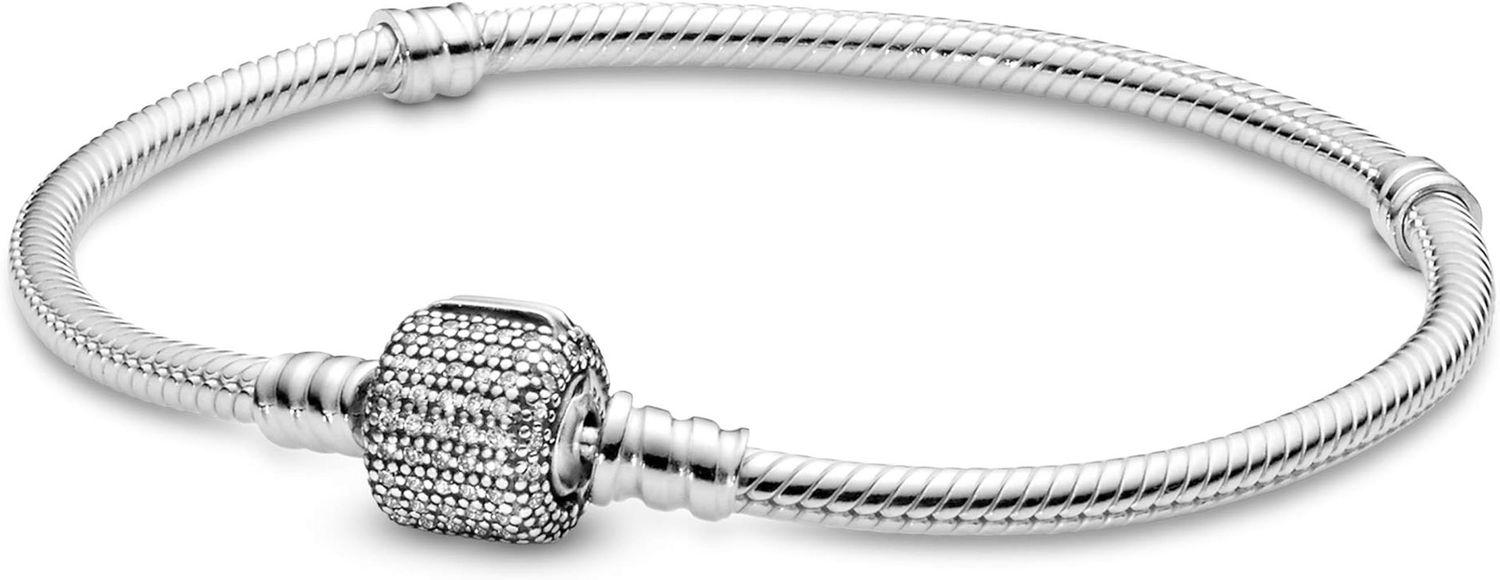 Moments Sparkling Pavé &amp; Snake Chain Bracelet  - 590723CZ