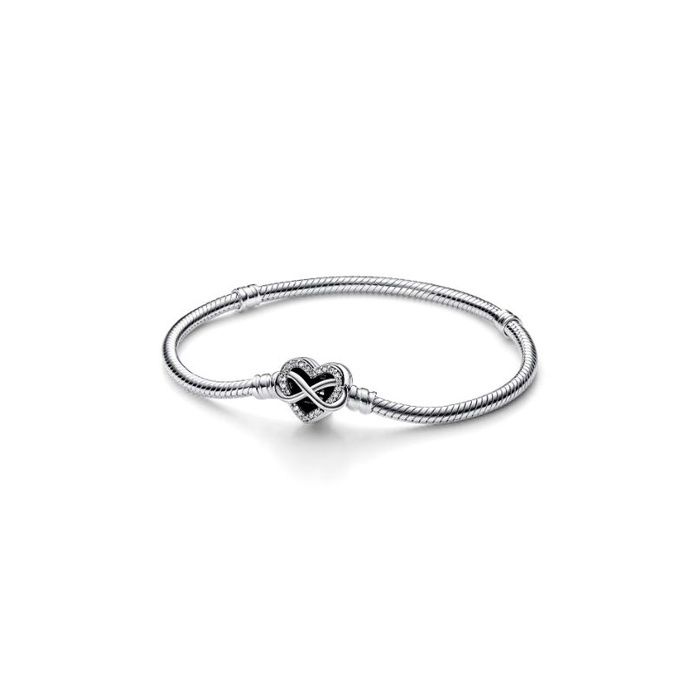 Infinity Heart Clasp Snake Chain Bracelet  - 592645C01